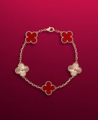 Van Cleef-Inspired Red and Gold Quatrefoil Bracelet