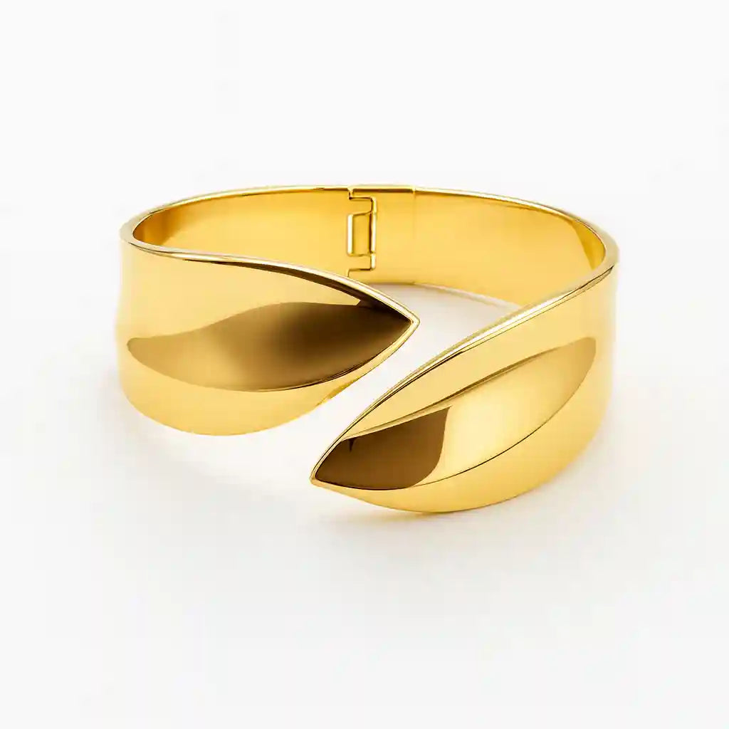 Elegant Wide Cuff Gold Bracelet - VelluraJewellery