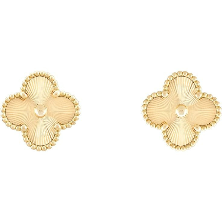 Van Cleef Gold Clover Stud Earrings