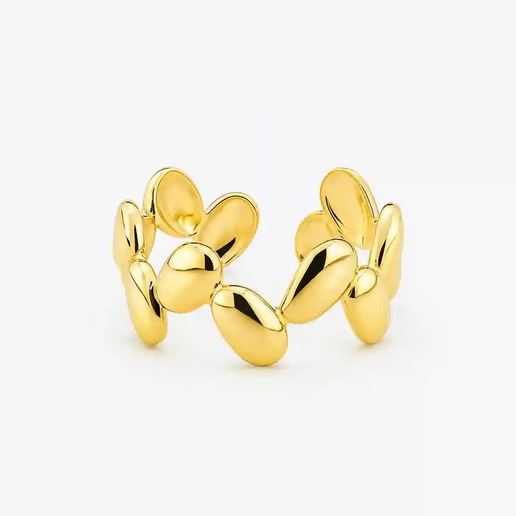 Gold Plated Open Band Pebble Motif Ring - Vellura Jewellery  Rings