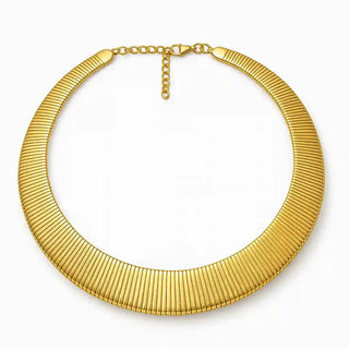 Gold Ribbed Collar Choker Necklace Vellura Jewellery