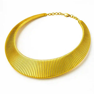 Gold Ribbed Collar Choker Necklace Vellura Jewellery
