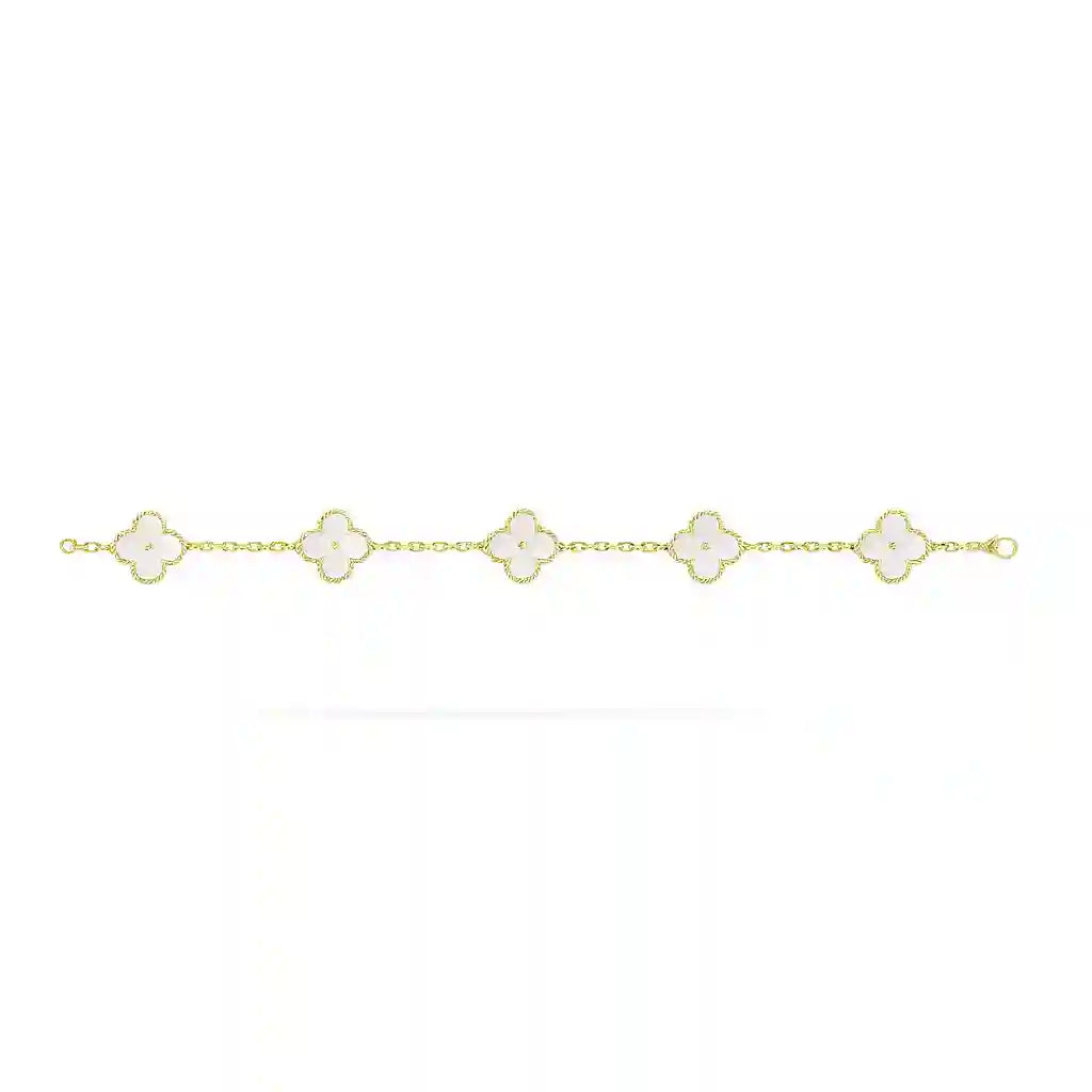 Van Cleef-Inspired White Quatrefoil Bracelet Vellura Jewellery