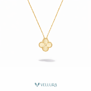 Van Cleef-Inspired Gold Quatrefoil Necklace Set-Necklace,Ring and Bracelet