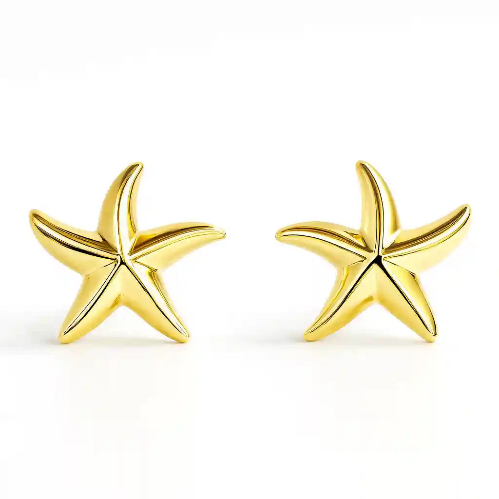Gold Starfish Stud Earrings Vellura Jewellery