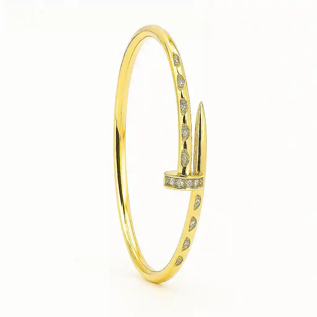 Iconic Gold Cartier Design Bracelet-Studded Vellura Jewellery