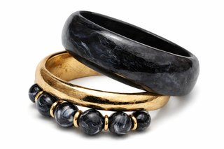 Black Marble Resin Bangle Set for Women