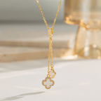 Elegant White Clover Drop Necklace
