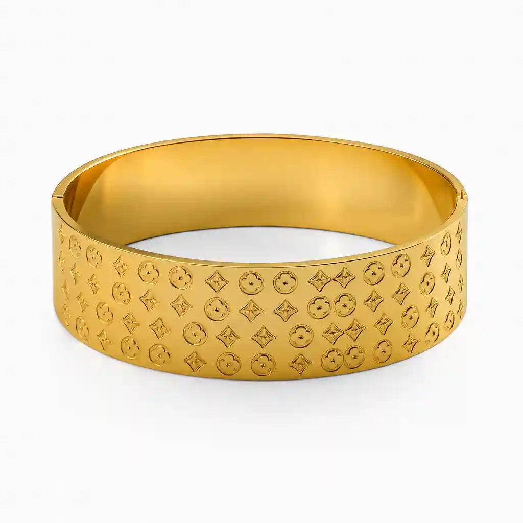 Luxury Gold Wide Bangle Bracelet - VelluraJewellery