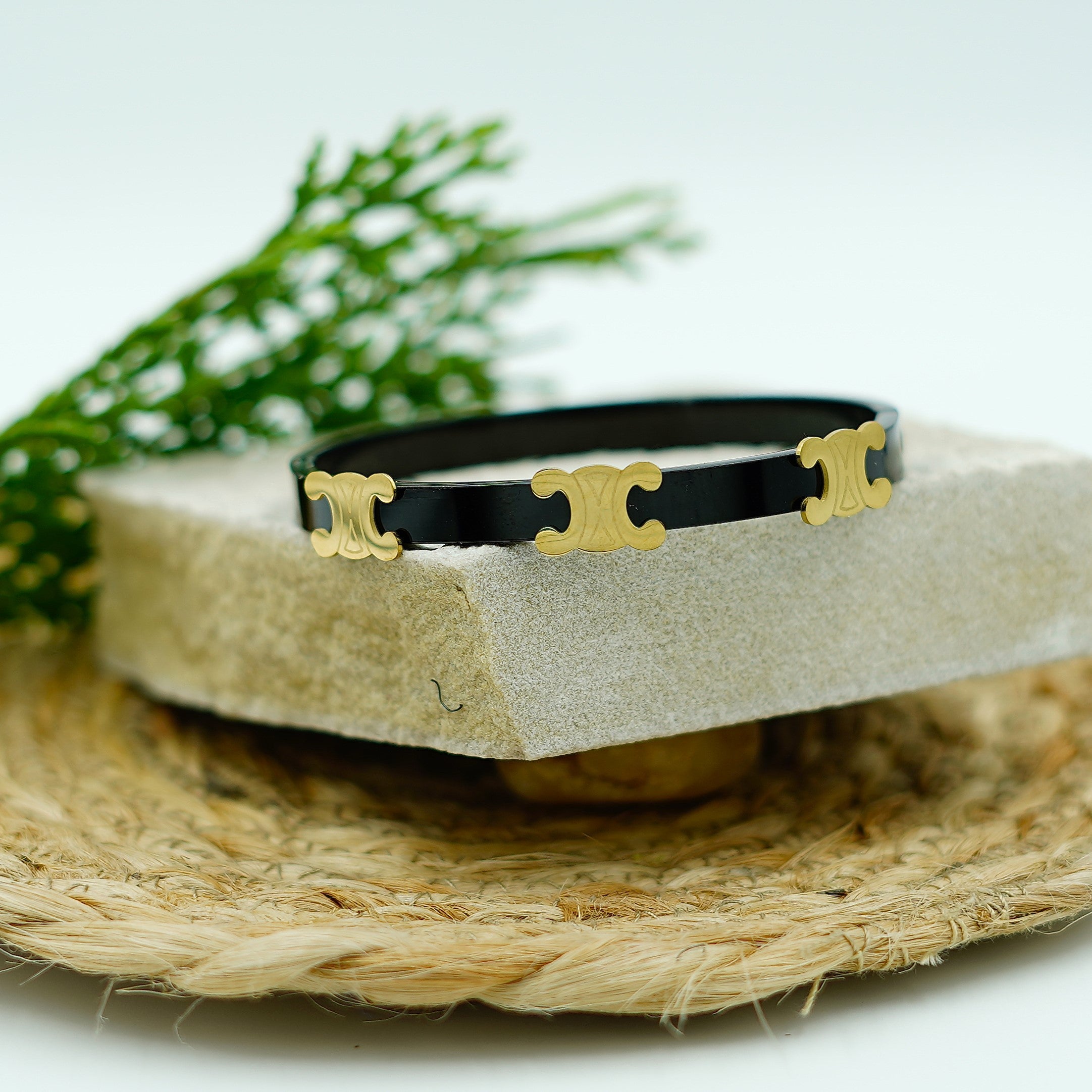 Black & Gold Designer Motif Bracelet Vellura Jewellery