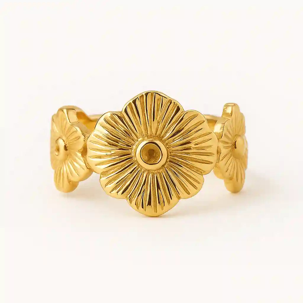 Gold Plated Leaf Design Ring - Vellura Jewellery  Rings
