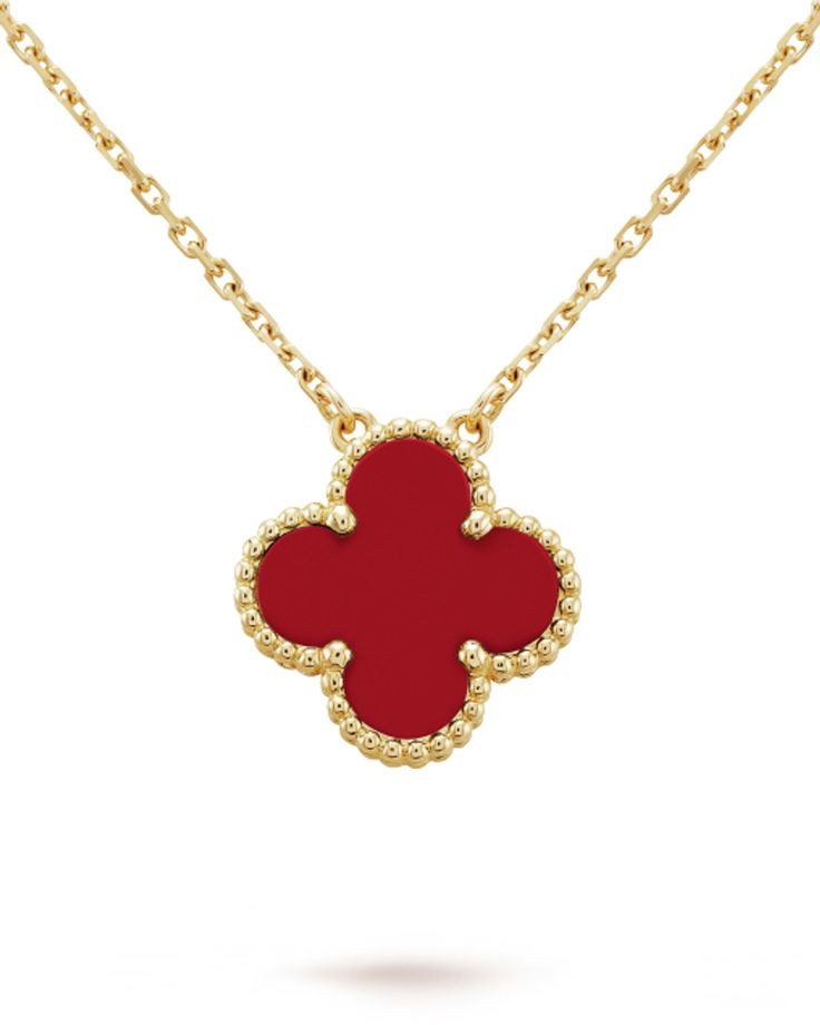 Red Clover Van Cleef Pendant Necklace