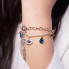 Gold Plated Stainless Steel Evil Eye Charm Bracelet
