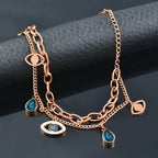 Gold Plated Stainless Steel Evil Eye Charm Bracelet