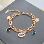 Gold Plated Stainless Steel Evil Eye Charm Bracelet