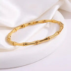 Elegant Gold-Plated Bamboo Bangle Bracelet
