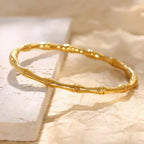 Elegant Gold-Plated Bamboo Bangle Bracelet