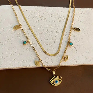 Gold-Plated Boho Evil Eye Necklace