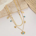 Gold-Plated Boho Evil Eye Necklace