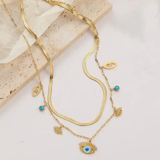 Gold-Plated Boho Evil Eye Necklace
