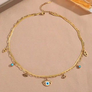 Gold-Plated Boho Evil Eye Necklace
