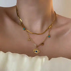 Gold-Plated Boho Evil Eye Necklace