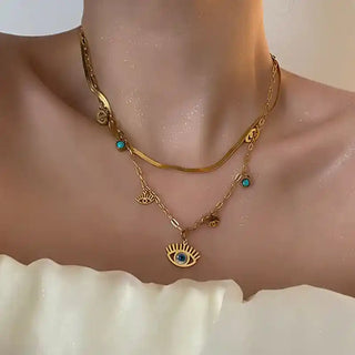 Gold-Plated Boho Evil Eye Necklace