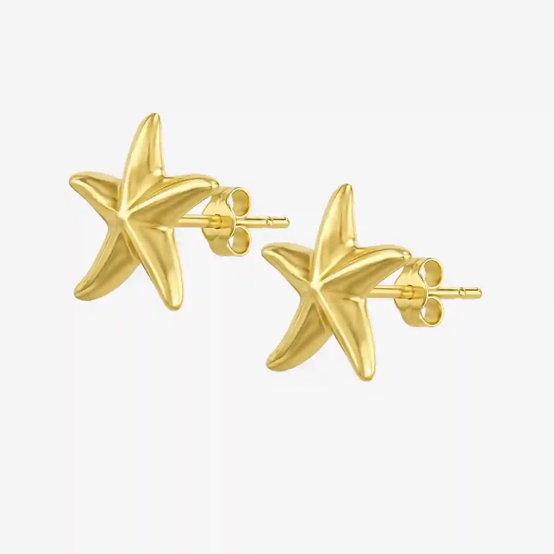 Gold Starfish Stud Earrings Vellura Jewellery