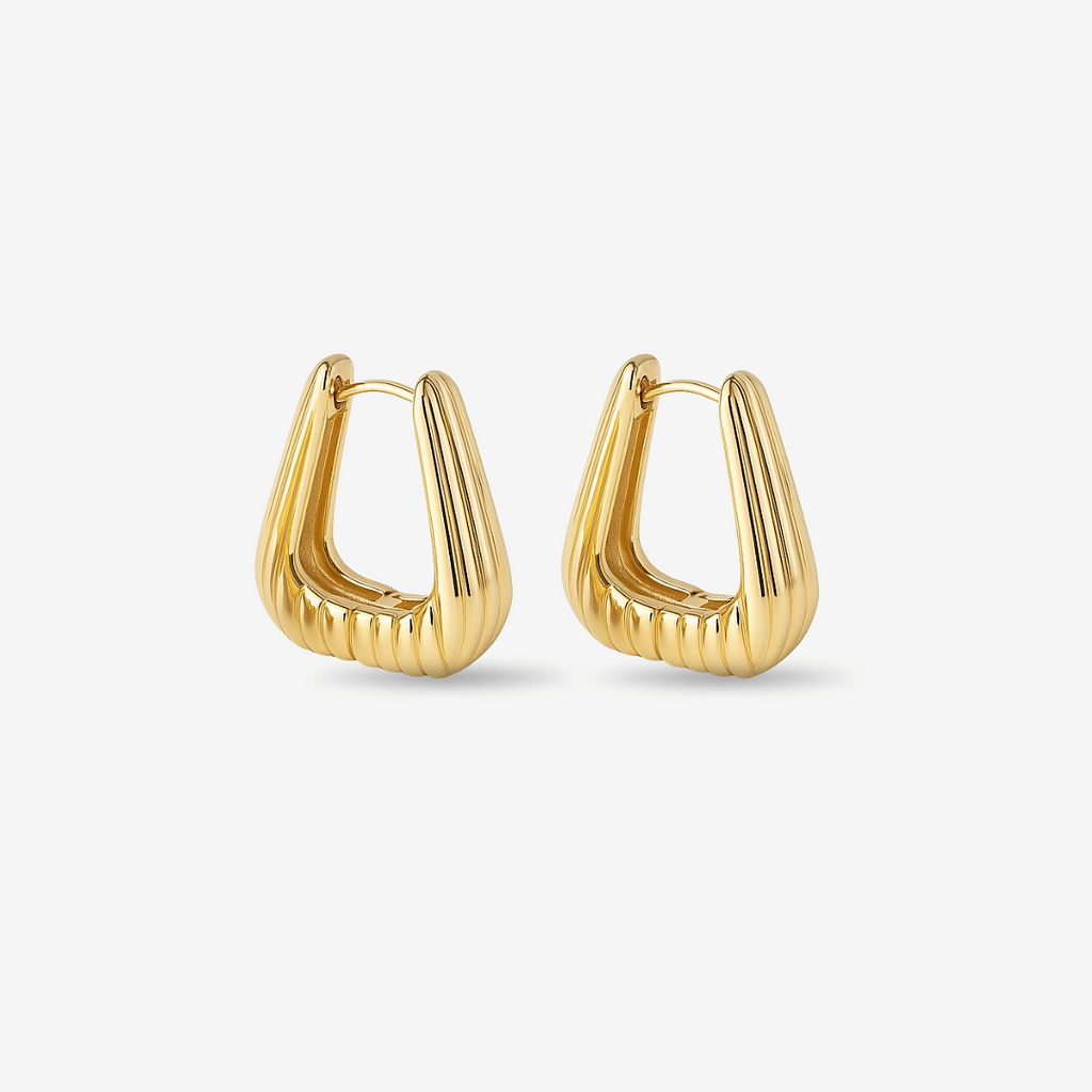 Chunky Geometric Gold Hoop Earrings Vellura Jewellery