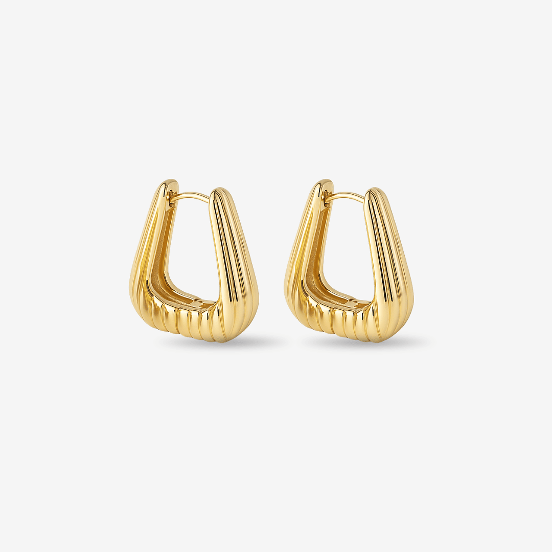 Chunky Geometric Gold Hoop Earrings Vellura Jewellery