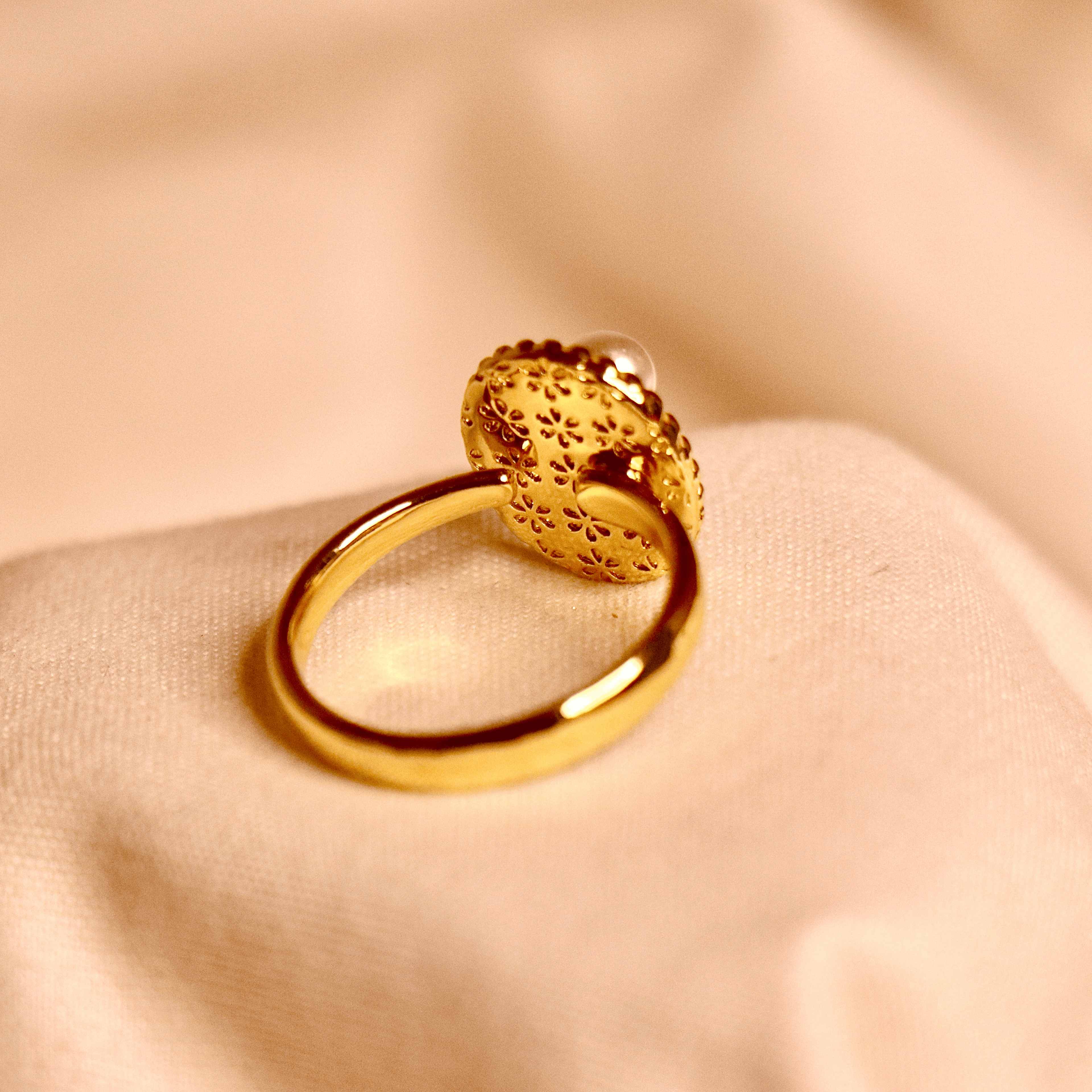 Golden Bloom Pearl Ring Vellura Jewellery