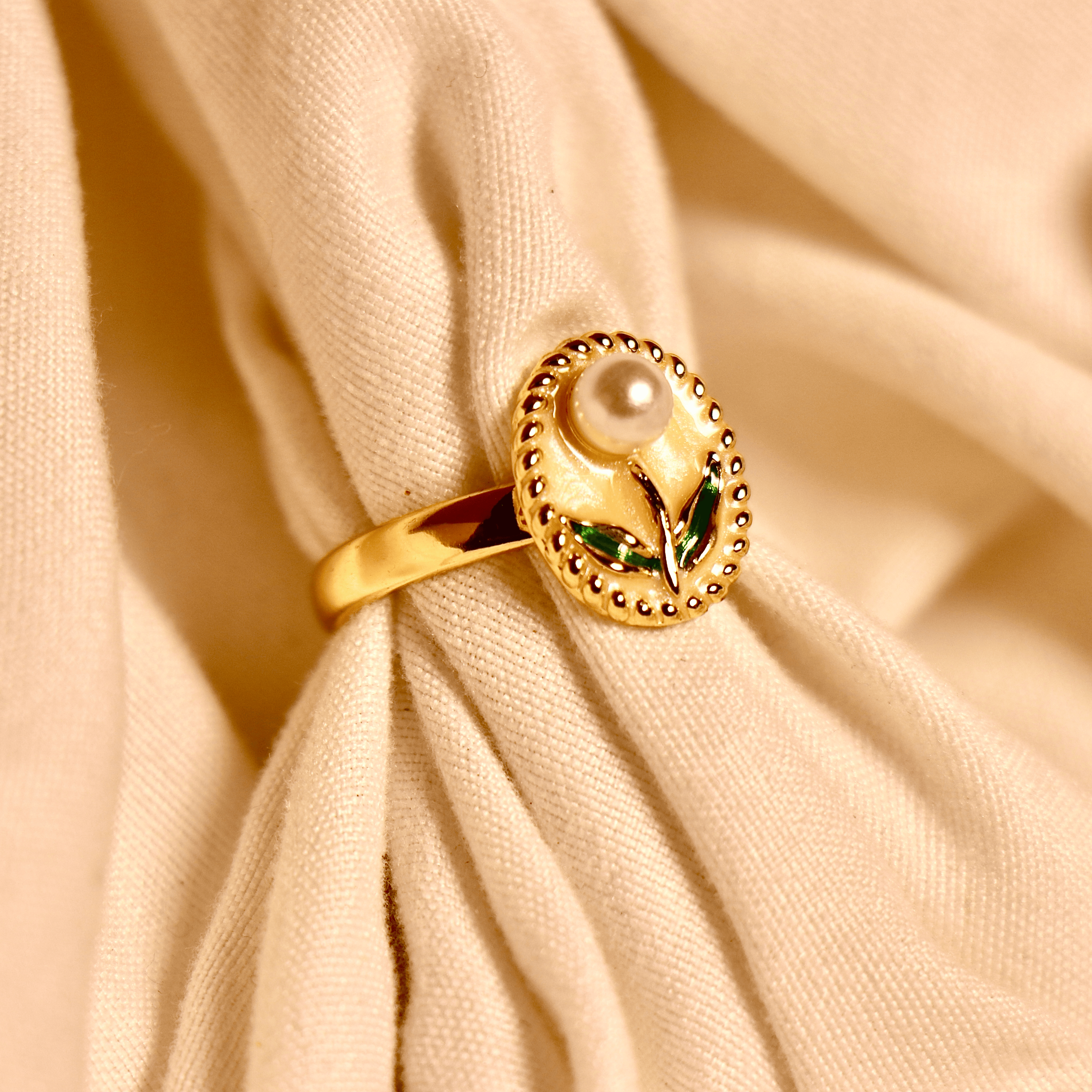 Golden Bloom Pearl Ring Vellura Jewellery