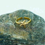 Gold Starfish Adjustable Ring Vellura Jewellery