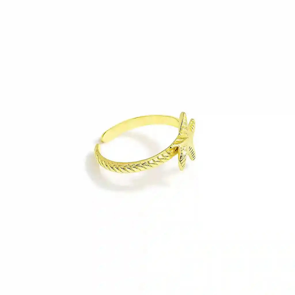Gold Starfish Adjustable Ring Vellura Jewellery