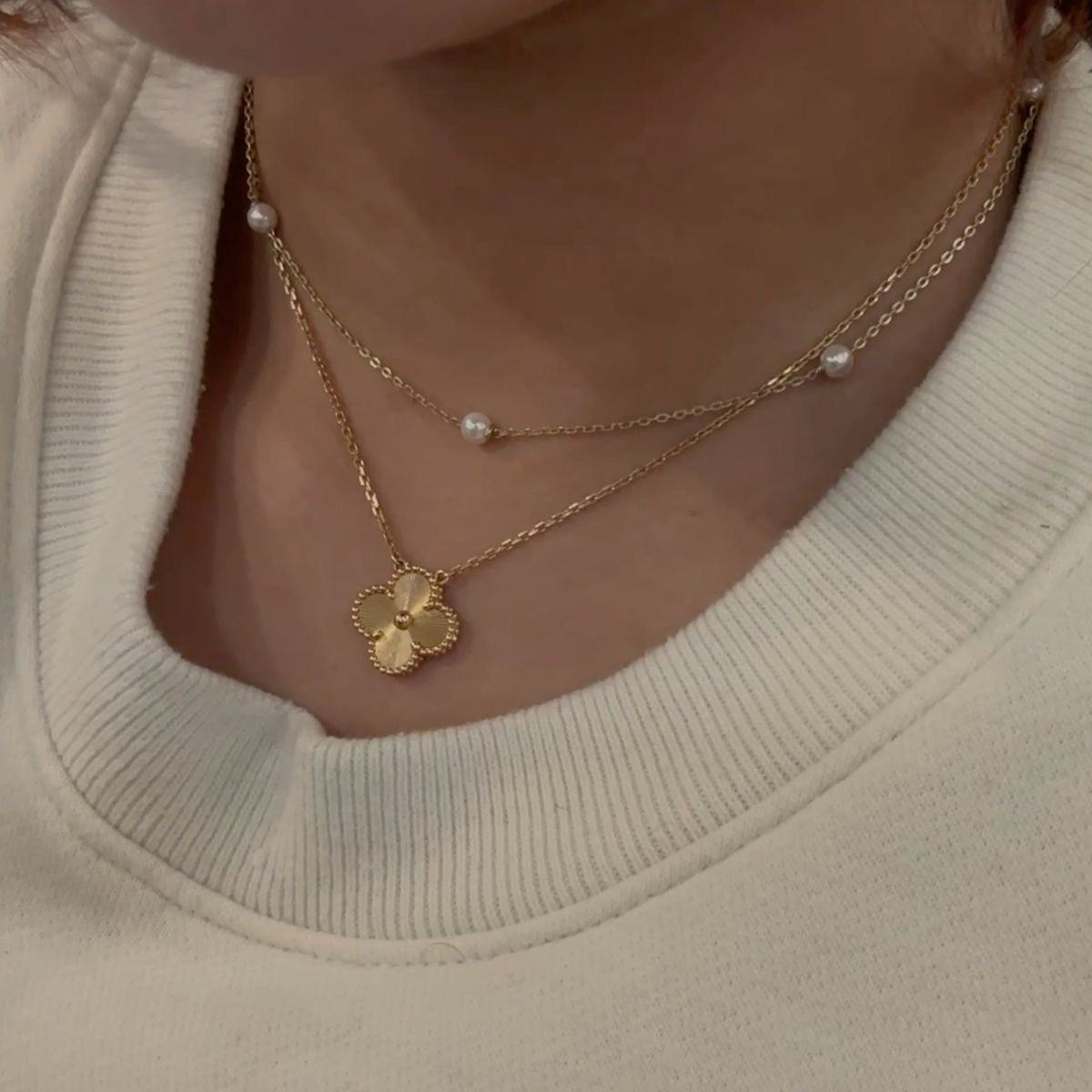 Gold Clover Pendant Necklace