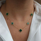 Elegant Green Clover Necklace with 5 Motifs