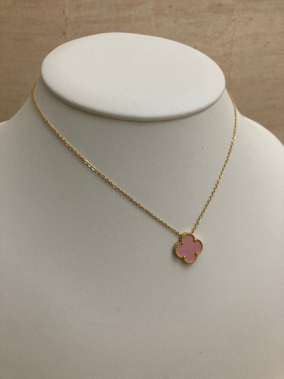 Pink Clover Pendant Necklace