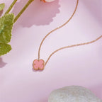 Pink Clover Pendant Necklace