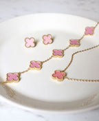 Pink Clover Pendant Necklace
