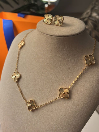 5 Motif's Van Cleef Inspired Gold Necklace with bracelet-Adjustable