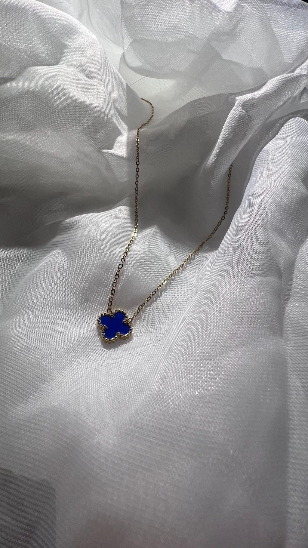 Van Cleef-Inspired Blue Quatrefoil Necklace