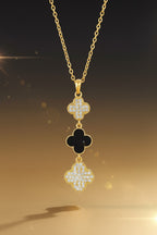 Gold Clover Pendant Necklace – Sparkling Diamond Accents, Elegant & Durable
