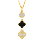 Gold Clover Pendant Necklace – Sparkling Diamond Accents, Elegant & Durable