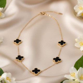 5 Motif's Van Cleef Inspired Black Necklace-Adjustable