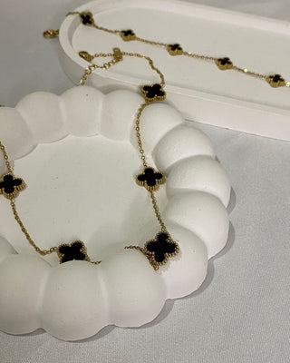 5 Motif's Van Cleef Inspired Black Necklace-Adjustable