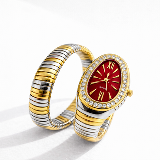 Dual Tone Serpent Watch-Red