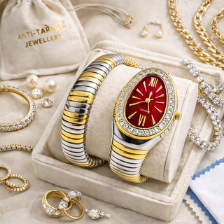 Dual Tone Serpent Watch-Red