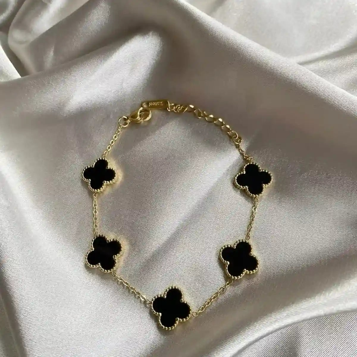 Van Cleef-Inspired Black Quatrefoil Bracelet Vellura Jewellery