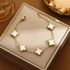 Van Cleef-Inspired White Quatrefoil Bracelet Vellura Jewellery
