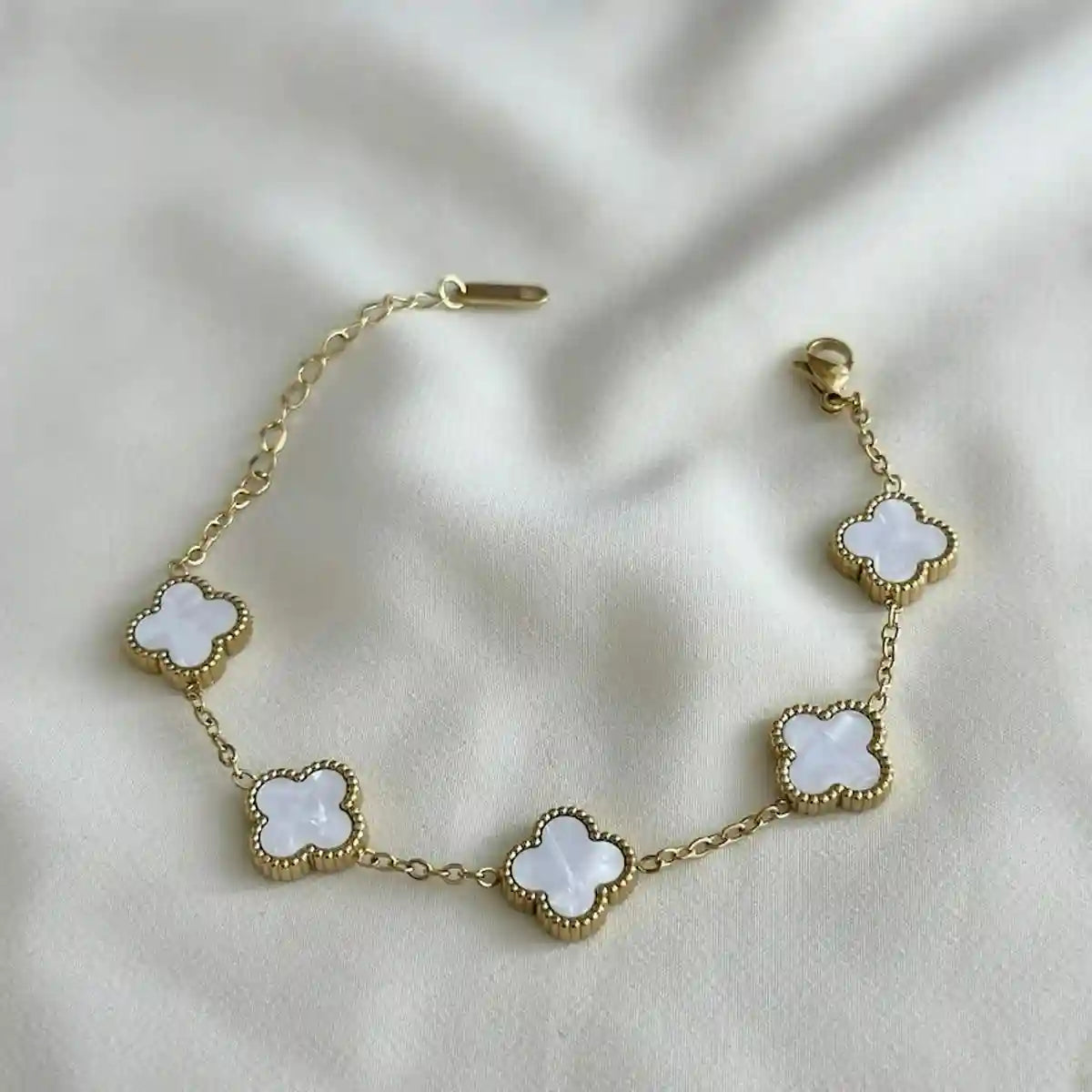 Van Cleef-Inspired White Quatrefoil Bracelet Vellura Jewellery